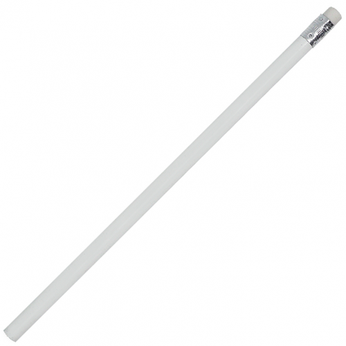 Карандаш деревянный со стеркой, белый/белый