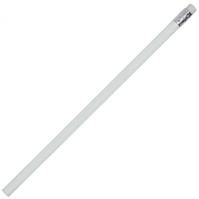 Карандаш деревянный со стеркой, белый/белый