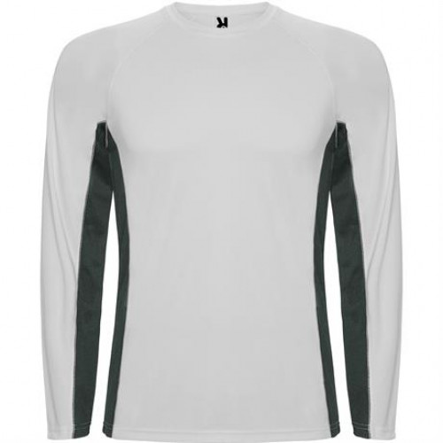 Спортивная футболка SHANGHAI L/S мужская, БЕЛЫЙ/ТЕМНЫЙ ГРАФИТ 2XL