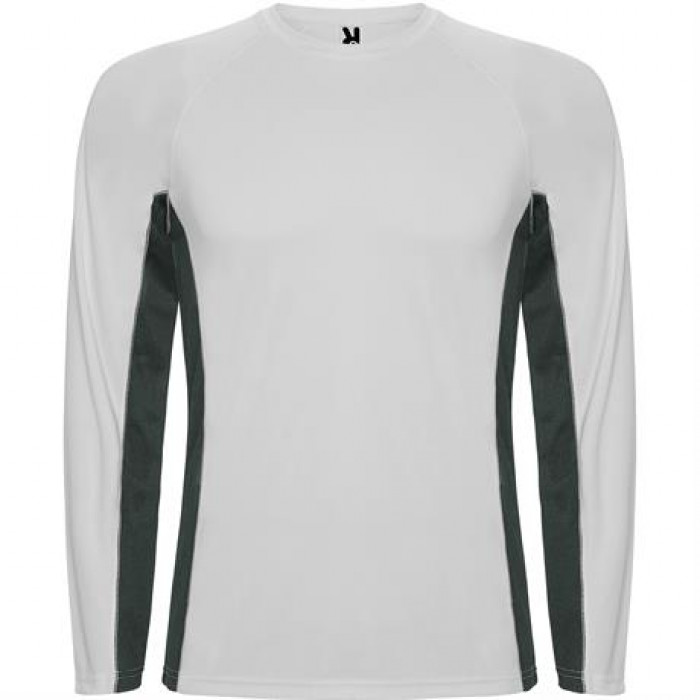 Спортивная футболка SHANGHAI L/S мужская, БЕЛЫЙ/ТЕМНЫЙ ГРАФИТ 2XL