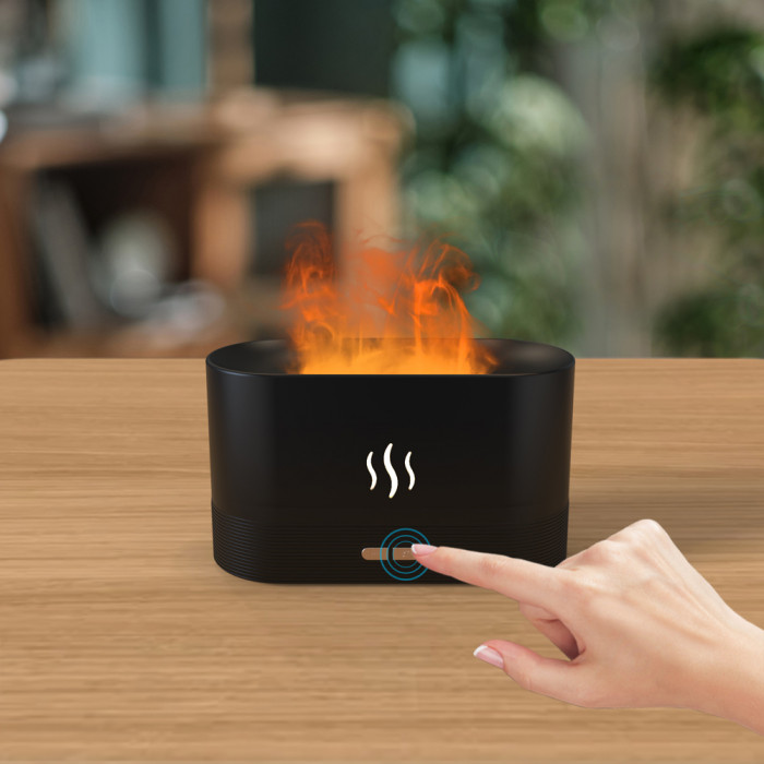 Светодиодный USB увлажнитель-ароматизатор Flame RGB, черный Светодиодный USB увлажнитель-ароматизатор Flame RGB, черный