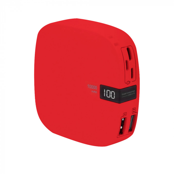 Внешний аккумулятор Revil, 10000 mAh, красный Внешний аккумулятор Revil, 10000 mAh, красный