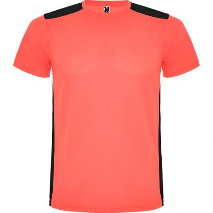 Спортивная футболка DETROIT мужская, КОРАЛЛОВЫЙ ФЛУОРЕСЦЕНТНЫЙ/ЧЕРНЫЙ 2XL