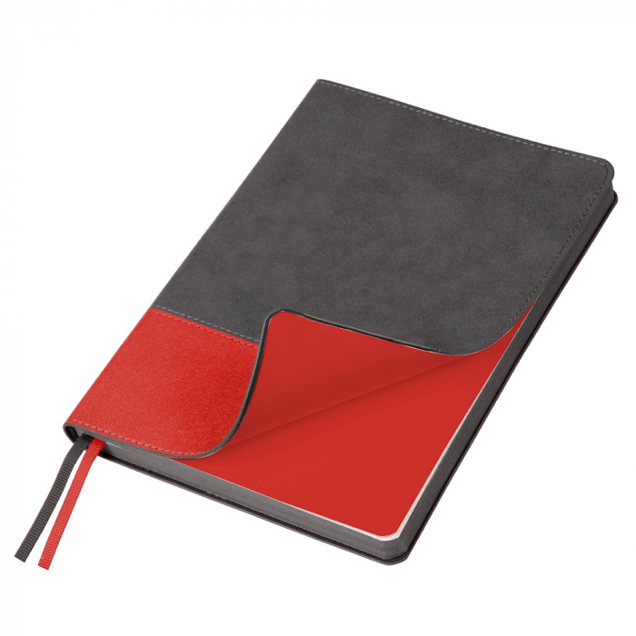 Ежедневник Flexy Treviso Nuba Sand Color А5, серый/красный, недатированный, в гибкой обложке