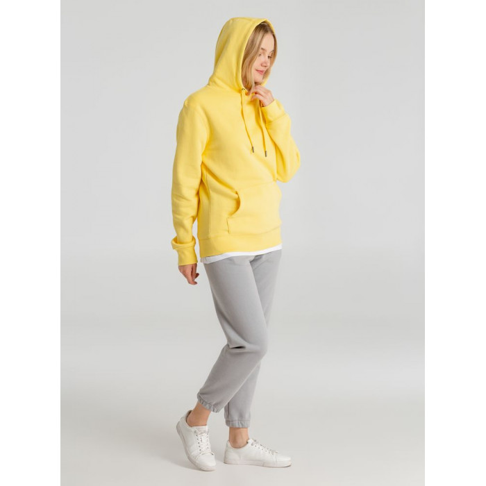 Толстовка с капюшоном унисекс King, желтая, размер S