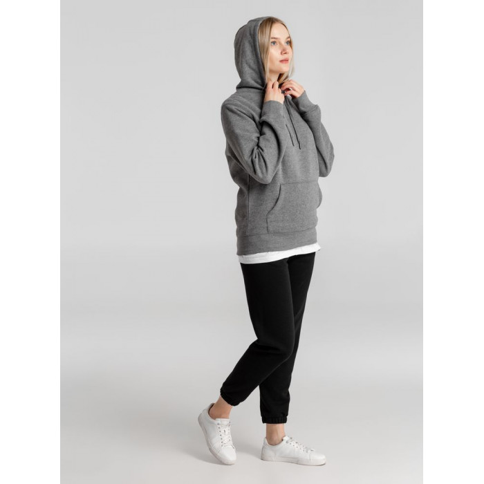 Толстовка с капюшоном унисекс King, темно-серый меланж, размер S