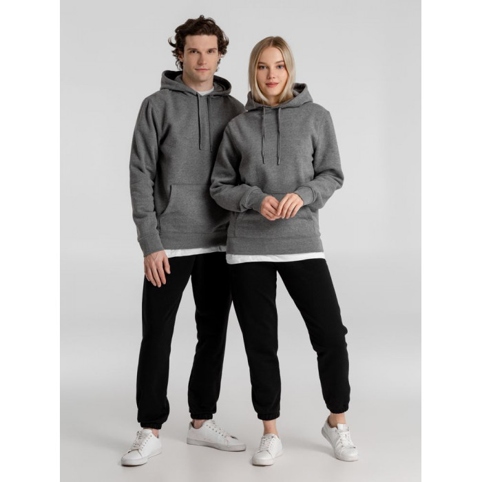 Толстовка с капюшоном унисекс King, темно-серый меланж, размер S