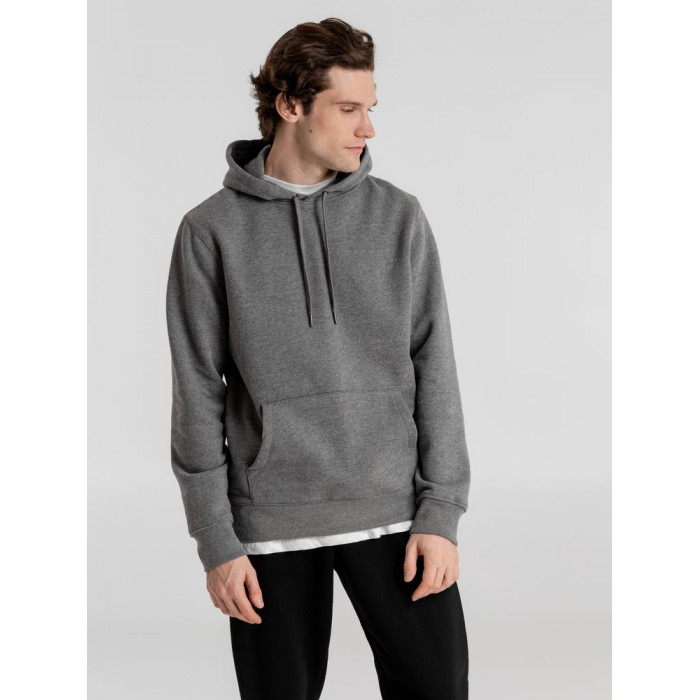 Толстовка с капюшоном унисекс King, темно-серый меланж, размер S