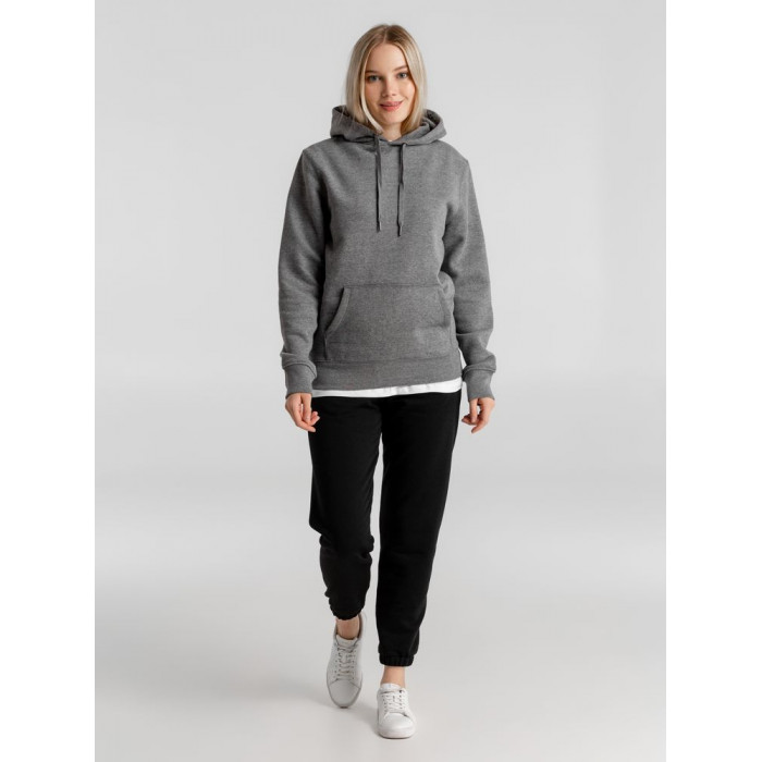 Толстовка с капюшоном унисекс King, темно-серый меланж, размер S