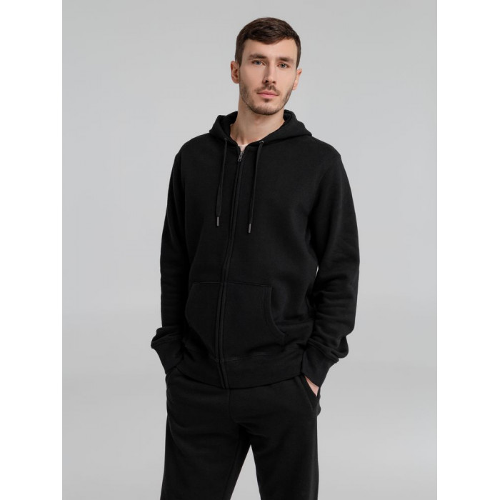 Толстовка на молнии с капюшоном унисекс King, черная, размер 3XL