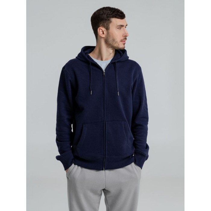 Толстовка на молнии с капюшоном унисекс King, темно-синяя, размер XS