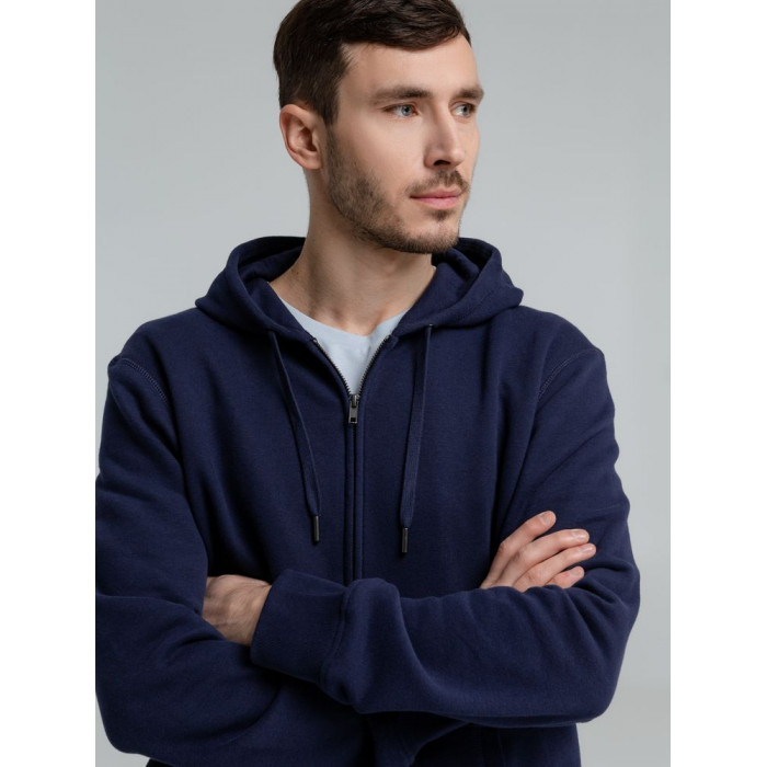 Толстовка на молнии с капюшоном унисекс King, темно-синяя, размер XS