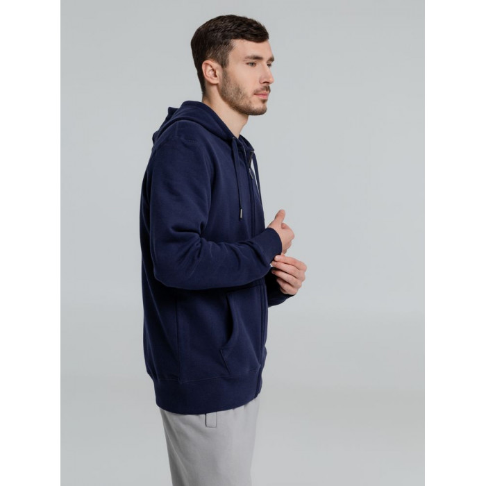 Толстовка на молнии с капюшоном унисекс King, темно-синяя, размер XS