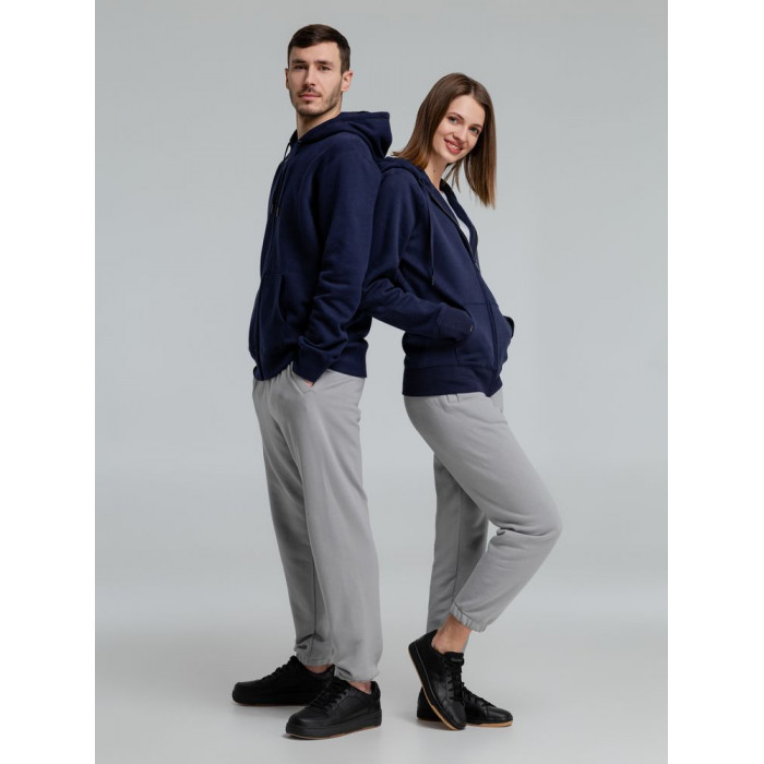 Толстовка на молнии с капюшоном унисекс King, темно-синяя, размер XS