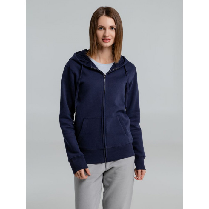 Толстовка на молнии с капюшоном унисекс King, темно-синяя, размер XS