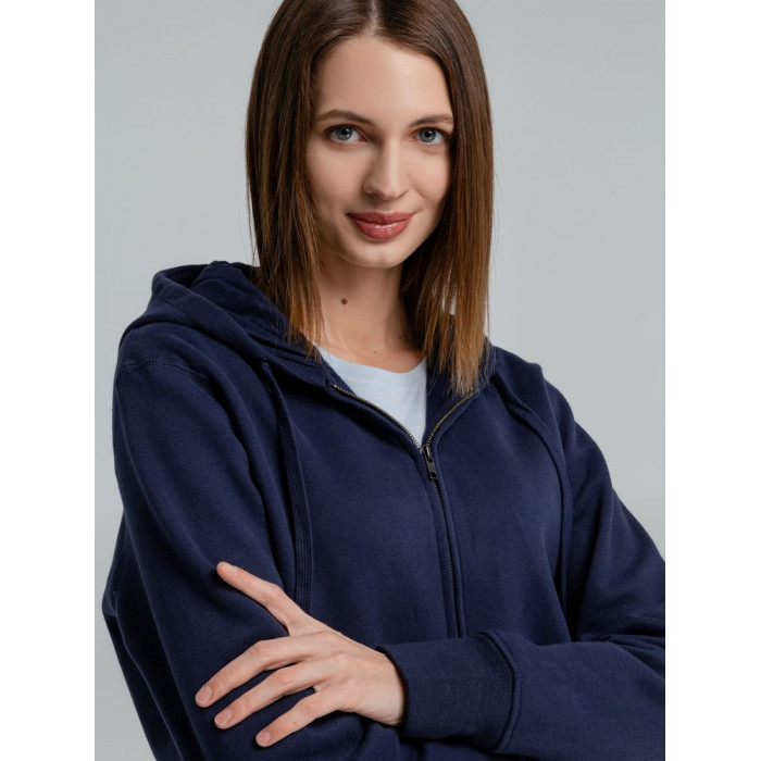Толстовка на молнии с капюшоном унисекс King, темно-синяя, размер XS