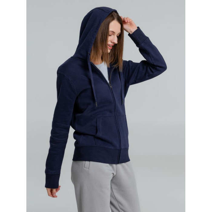 Толстовка на молнии с капюшоном унисекс King, темно-синяя, размер XS
