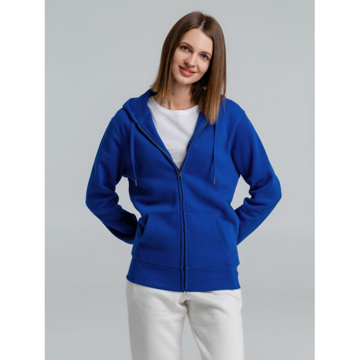 Толстовка на молнии с капюшоном унисекс King, ярко-синяя, размер XXL