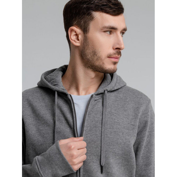 Толстовка на молнии с капюшоном унисекс King, темно-серый меланж, размер 3XL