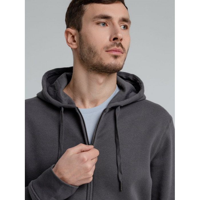 Толстовка на молнии с капюшоном унисекс King, темно-серая, размер 3XL
