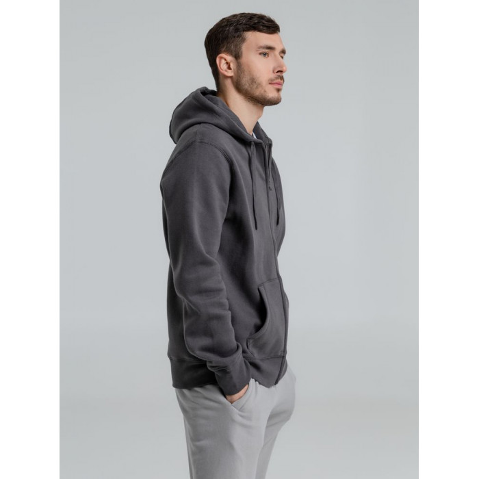 Толстовка на молнии с капюшоном унисекс King, темно-серая, размер 3XL