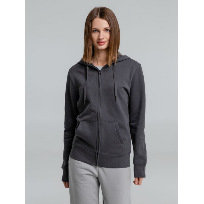 Толстовка на молнии с капюшоном унисекс King, темно-серая, размер 3XL
