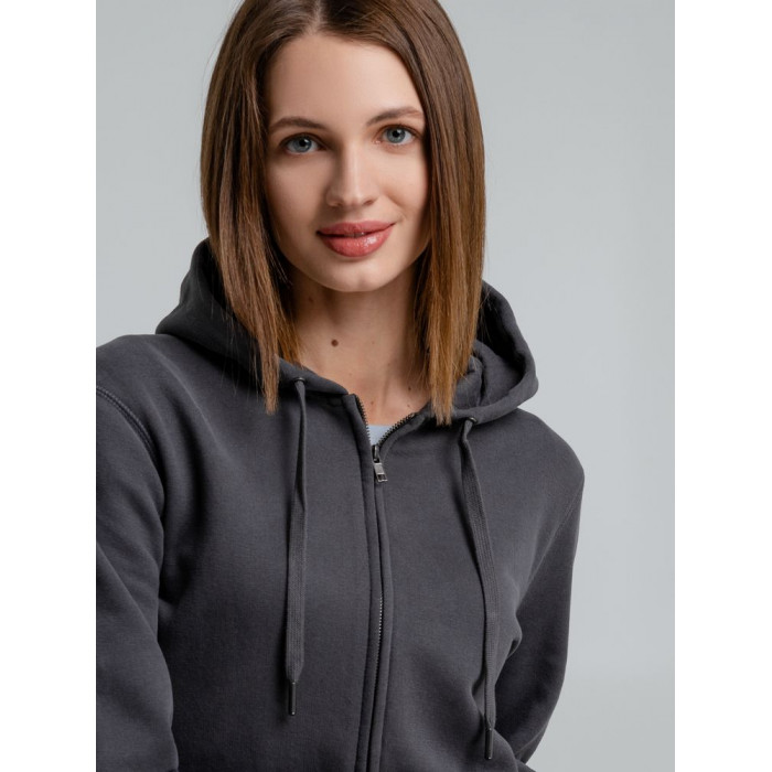 Толстовка на молнии с капюшоном унисекс King, темно-серая, размер 3XL