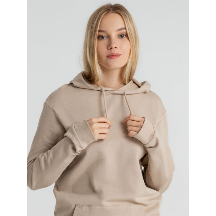 Толстовка с капюшоном унисекс Hoodie, бежевая, размер XS