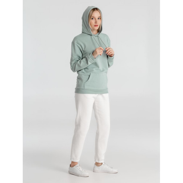 Толстовка с капюшоном унисекс Hoodie, серо-зеленая, размер XXL