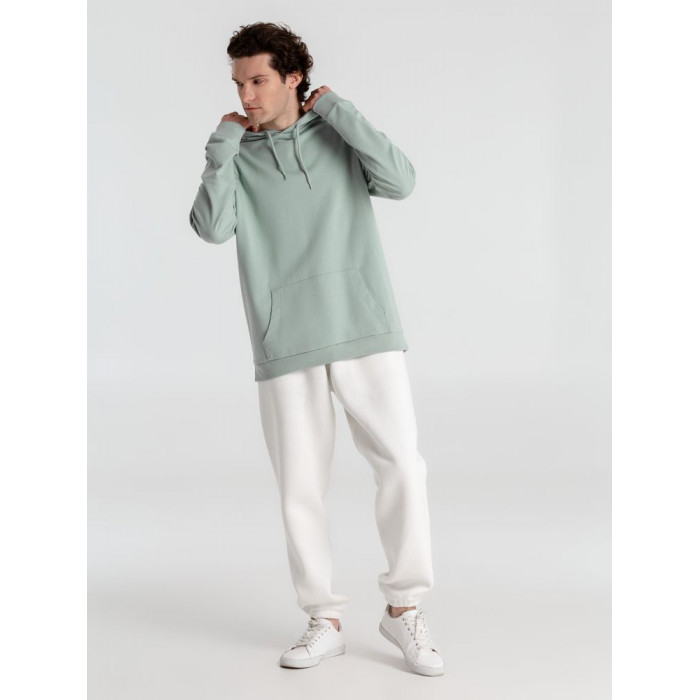 Толстовка с капюшоном унисекс Hoodie, серо-зеленая, размер XXL