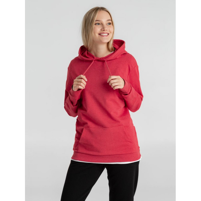 Толстовка с капюшоном унисекс Hoodie, красный меланж, размер 3XL