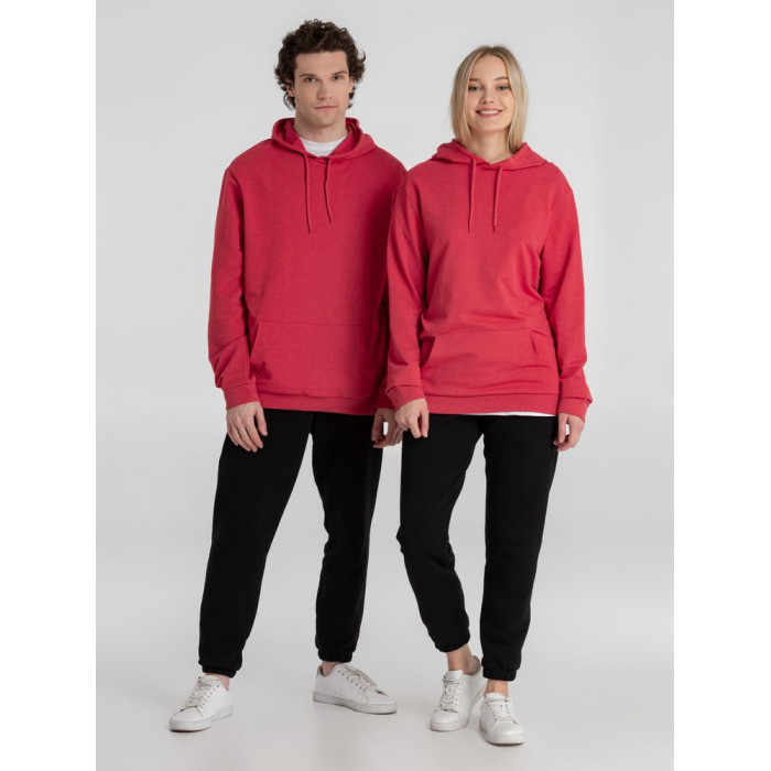 Толстовка с капюшоном унисекс Hoodie, красный меланж, размер 3XL