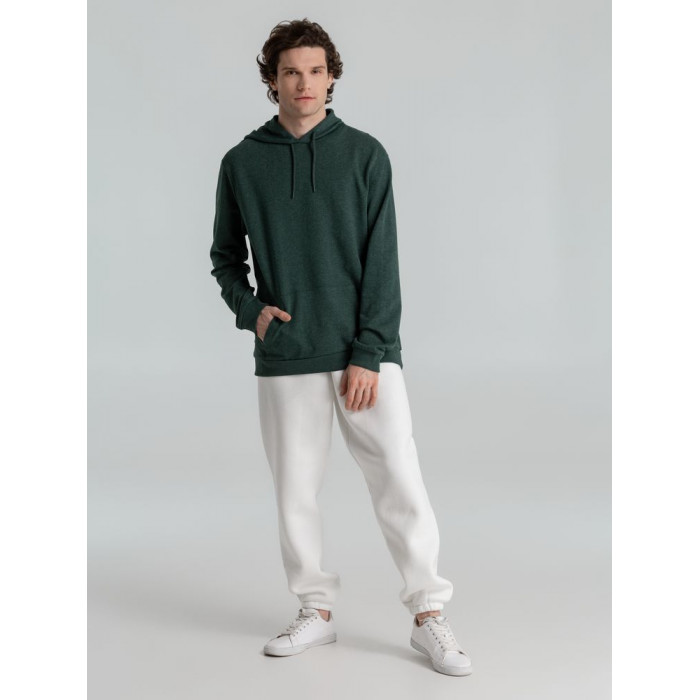 Толстовка с капюшоном унисекс Hoodie, темно-зеленый меланж, размер XS
