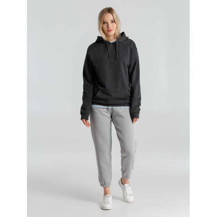 Толстовка с капюшоном унисекс Hoodie, серый меланж (антрацит), размер XS