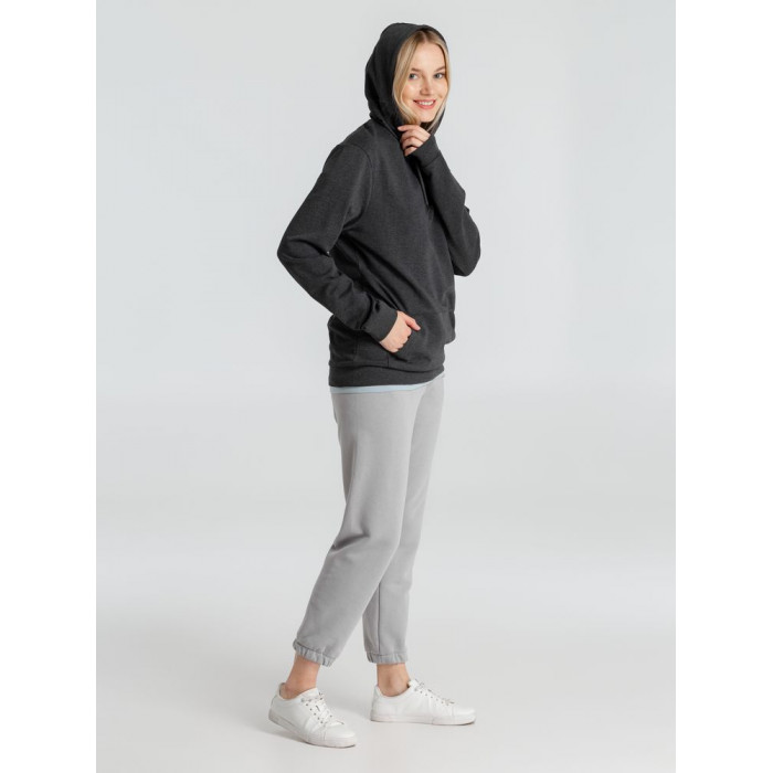 Толстовка с капюшоном унисекс Hoodie, серый меланж (антрацит), размер XS
