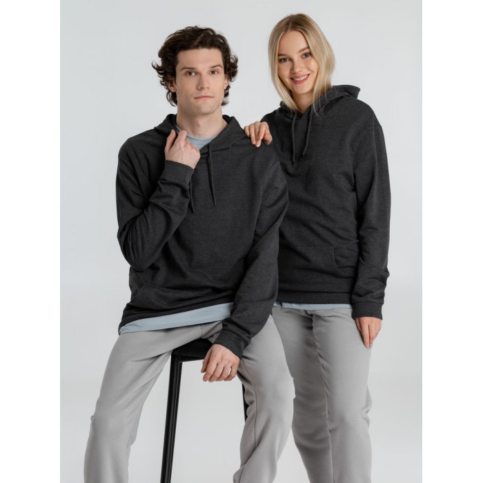 Толстовка с капюшоном унисекс Hoodie, серый меланж (антрацит), размер XS