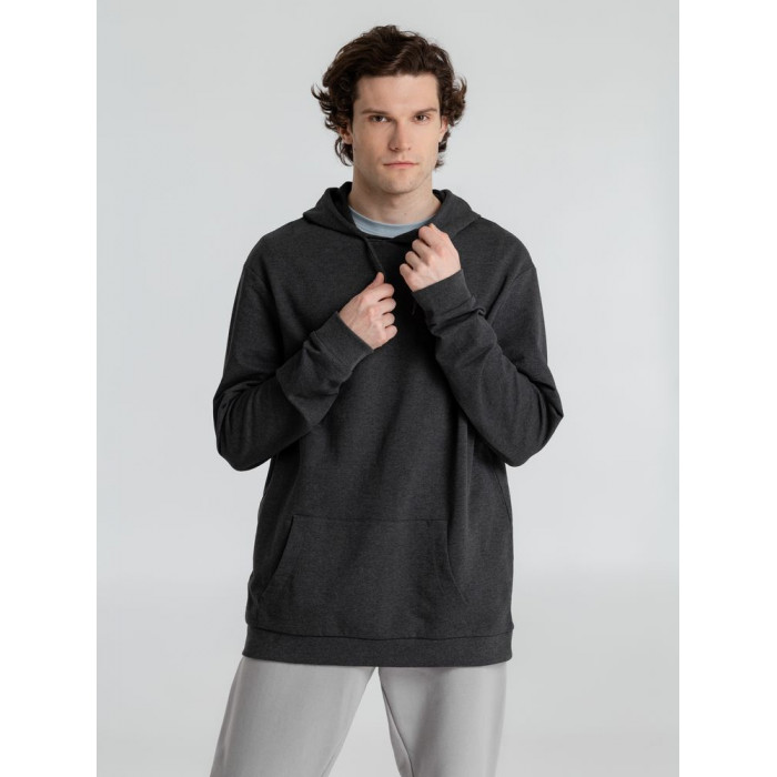 Толстовка с капюшоном унисекс Hoodie, серый меланж (антрацит), размер XS