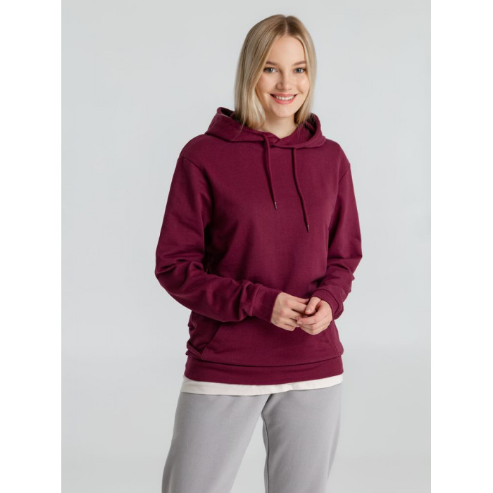 Толстовка с капюшоном унисекс Hoodie, бордовая, размер XS