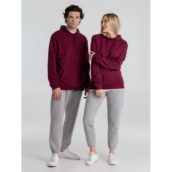 Толстовка с капюшоном унисекс Hoodie, бордовая, размер XS