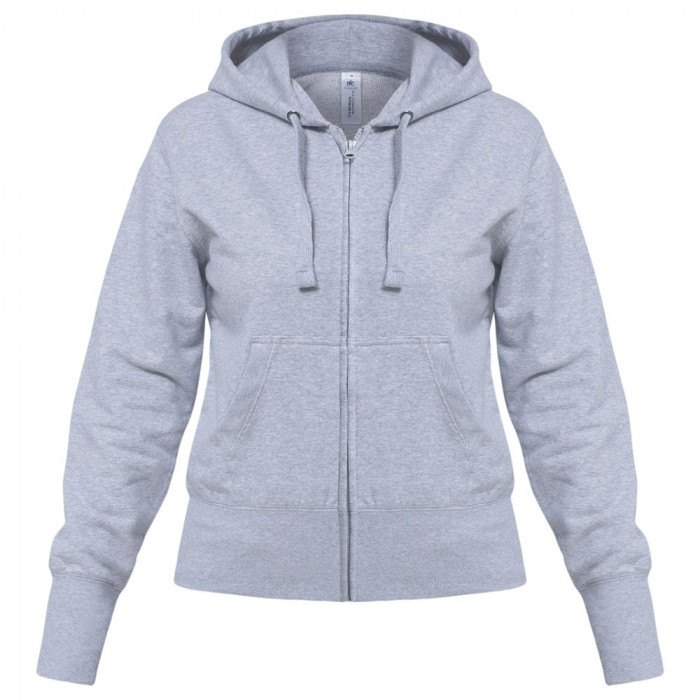 Толстовка женская Hooded Full Zip серый меланж, размер XXL