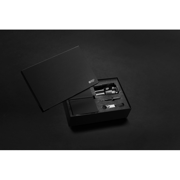 Термокружка Swiss Peak в комплекте с блокнотом, ручкой и брелком